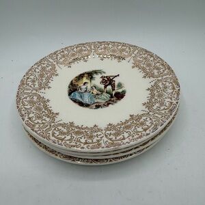 American Limoges Triumph 22 Carat Set of 4 Plates Made in USA Vintage Antique